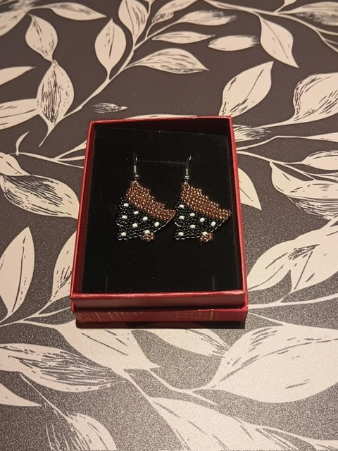 Handmade Beaded Christmas Tree Earrings