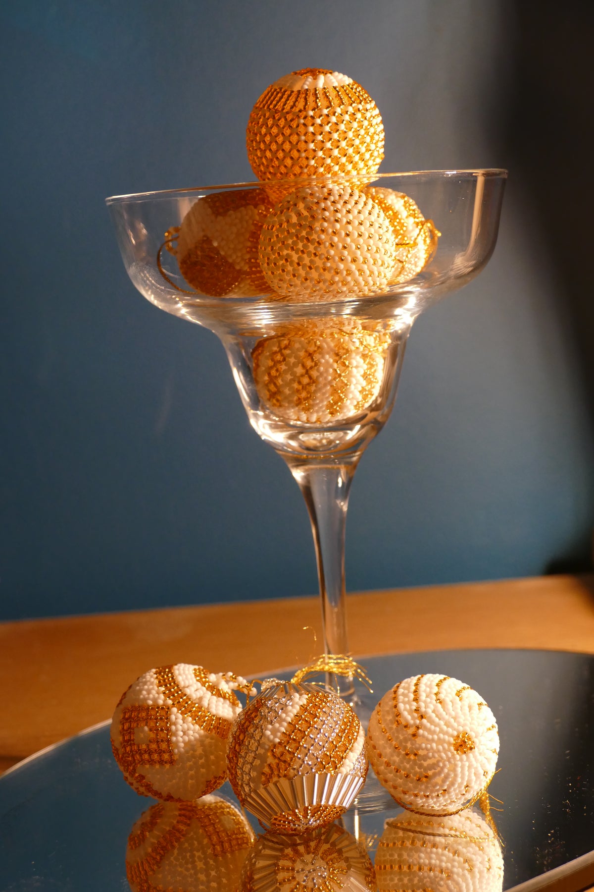 Golden Snowfall Christmas Ball