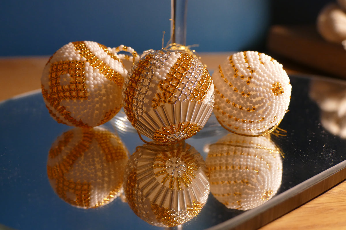 Golden Snowfall Christmas Ball