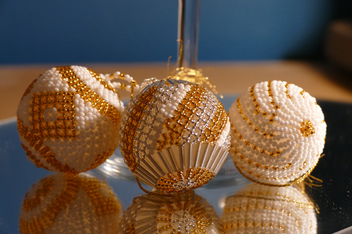 Golden Snowfall Christmas Ball