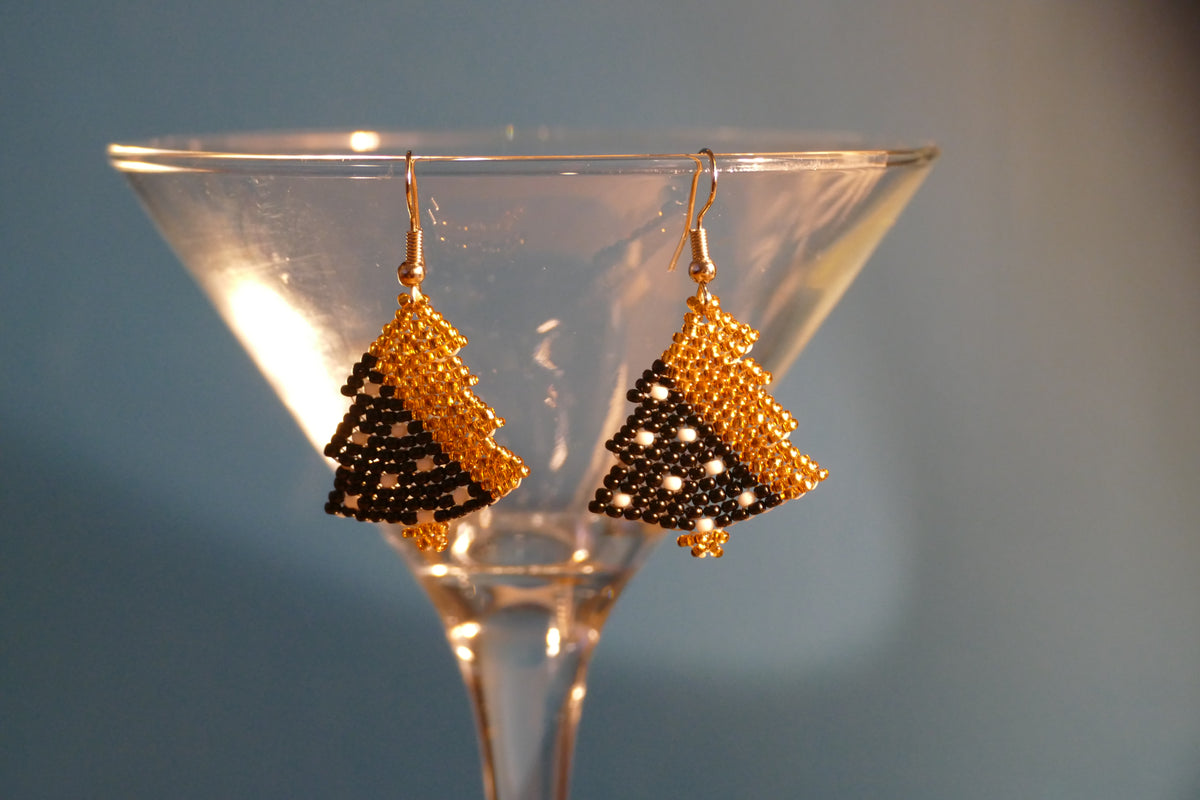 Handmade Beaded Christmas Tree Earrings