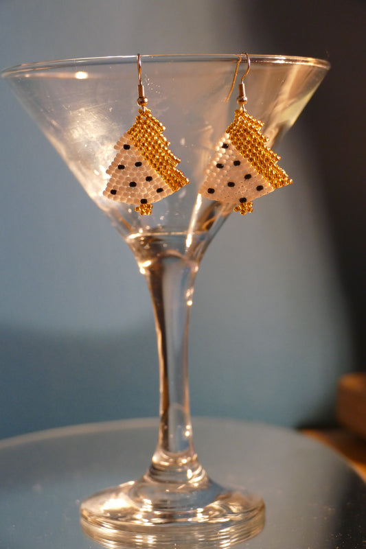 Handmade Beaded Christmas Tree Earrings